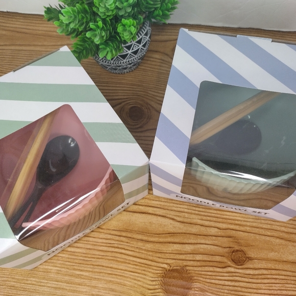 Noodle Bowl Set Of 2 Pink And Green - Picture 3 of 5